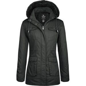Women's Winter Parka Coat – Sherpa-Lined Cotton Jacket with Removable Hood